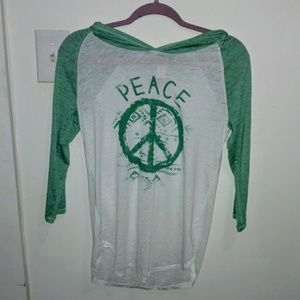 ☮️ Burnout 3/4 Sleeve Peace Hooded Shirt